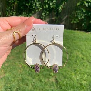 NWT Kendra Scott 14k Gold Elora Hoops Drusy